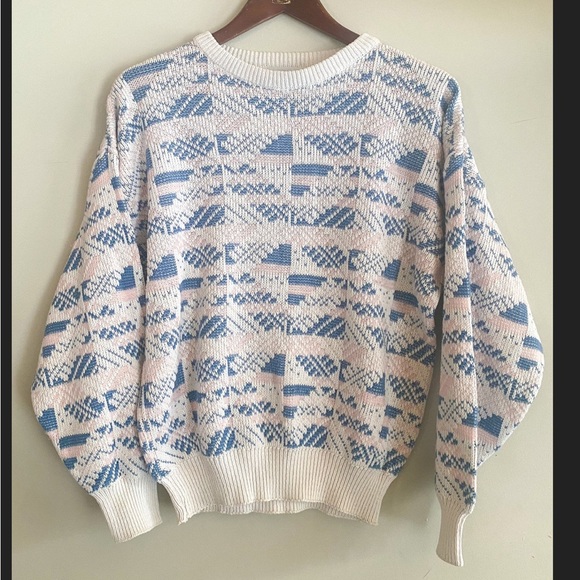 Adorable vintage pastel knit acrylic crewneck sweater - Picture 2 of 4